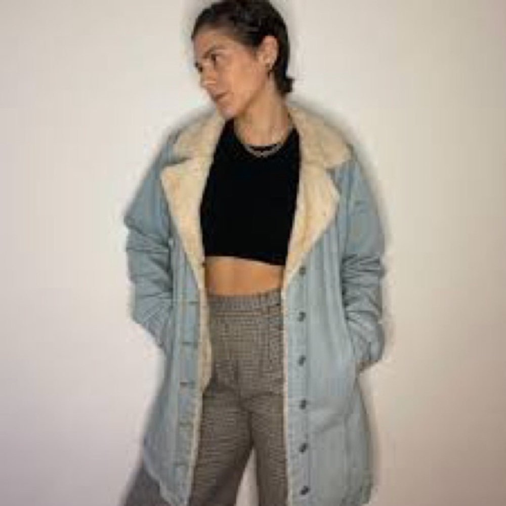 Honey Punch Light Blue Denim Jacket with Cream Lining
